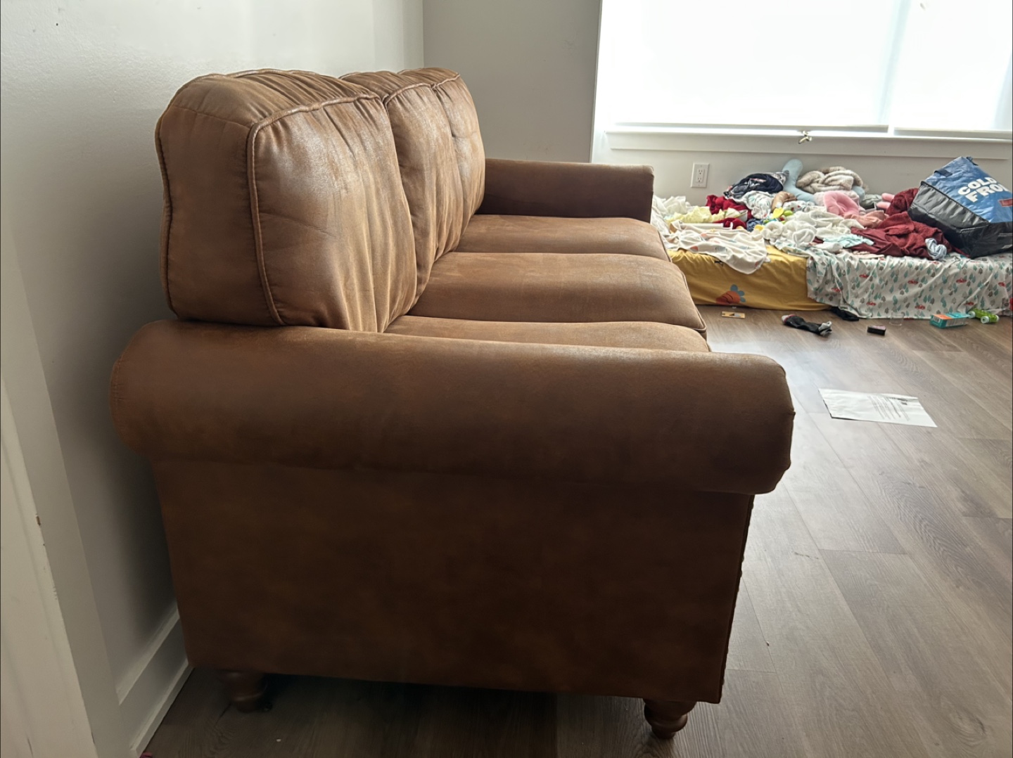 Wayfair Brown Faux Leather Sofa - photo 4