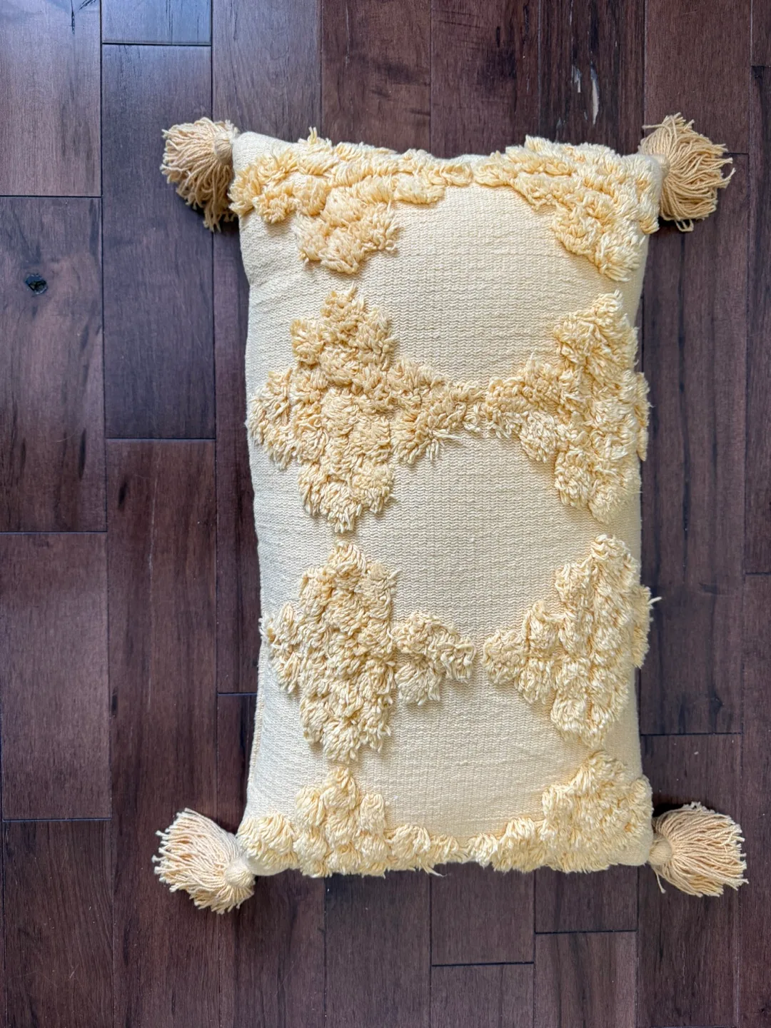 Cream Tufted Throw Pillow with Tassels thumbnail