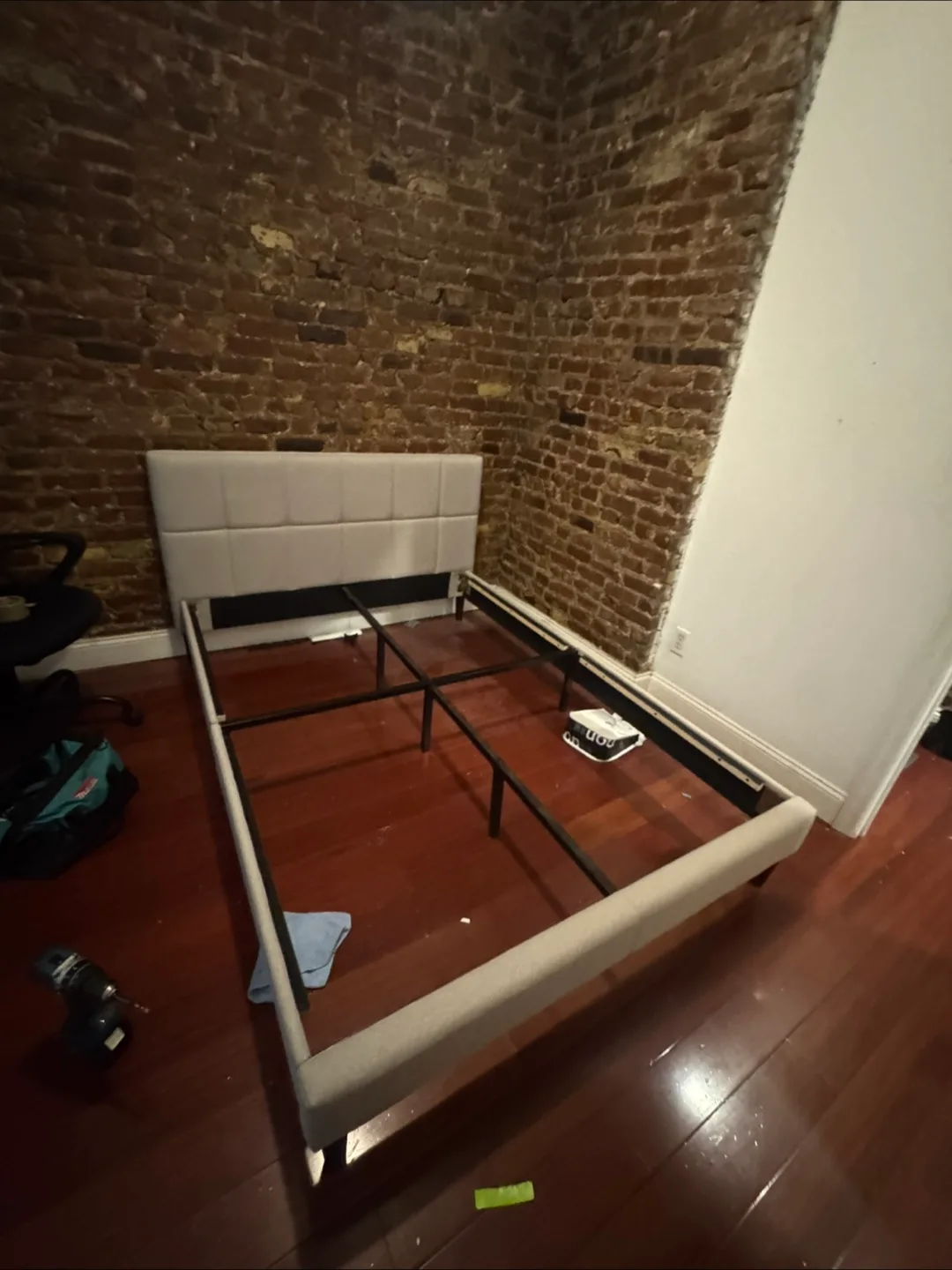 Full size bed frame grey light color thumbnail
