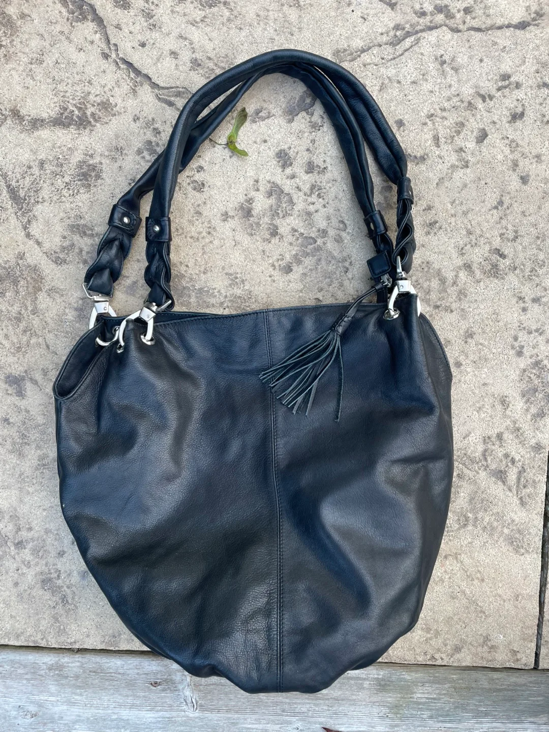Derek Alexander Black Leather Hobo Bag image indicator(3)