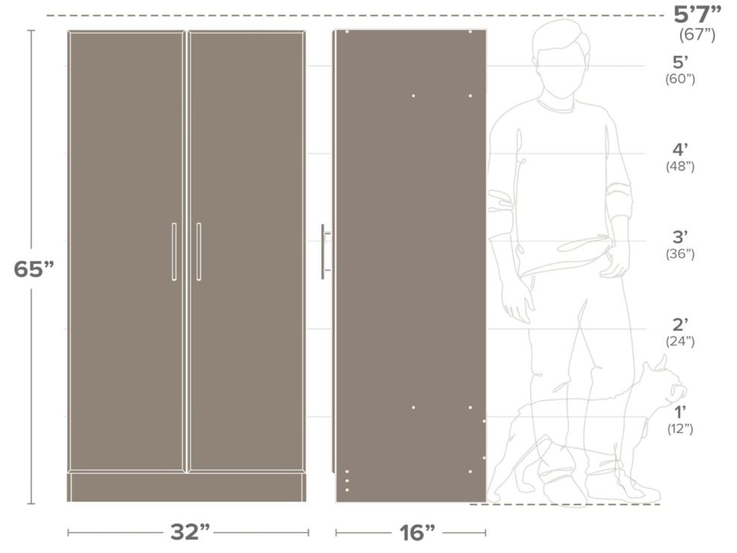 Elite Brown Bedroom Cabinet - 65” H - photo 4