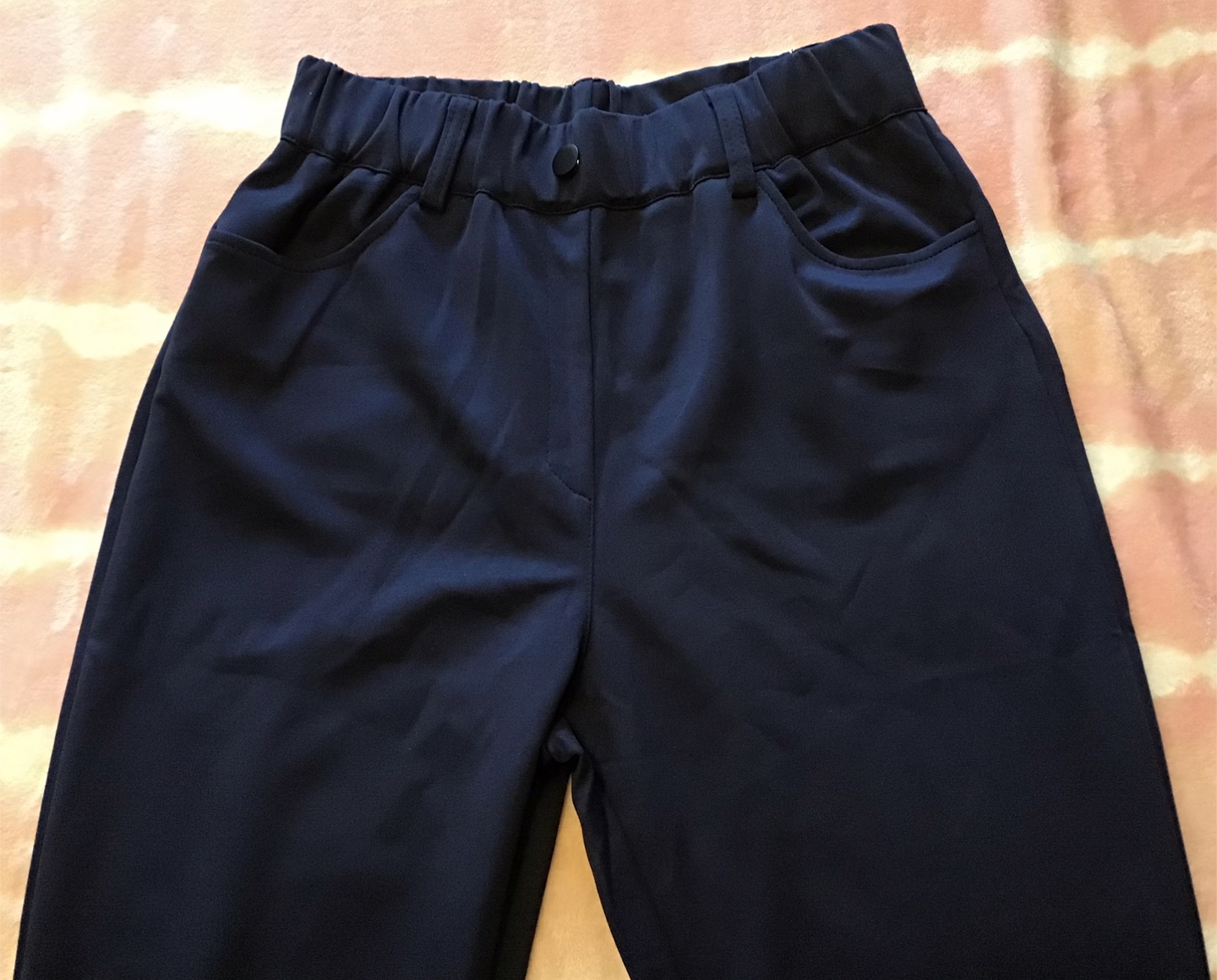 🤩 Navy Blue Elastic Waist Pants Size S - photo 2