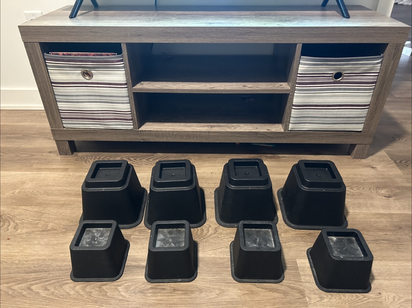 TV Stand + 2 Collapsible Fabric Storage cube + Bed Risers - photo 2