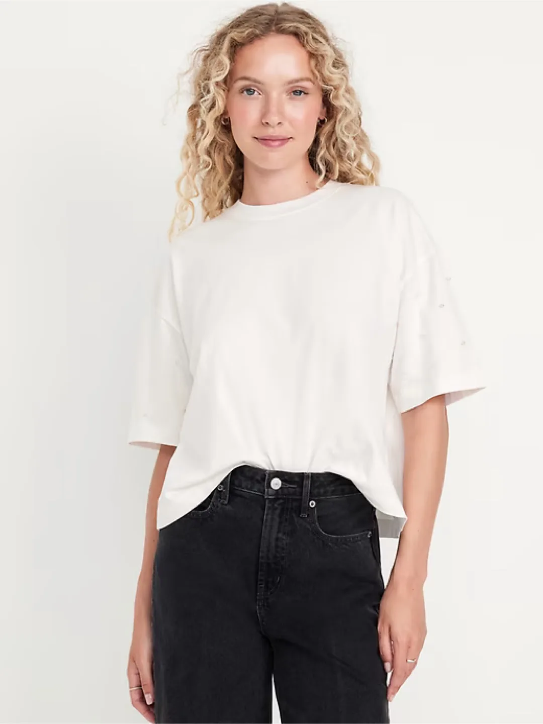 Old Navy Oversized Crew-Neck Embellished T-Shirt | White thumbnail