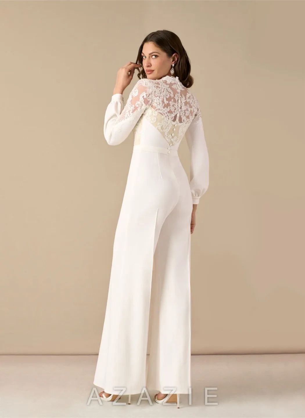 White Lace Wedding Jumpsuit image indicator(9)
