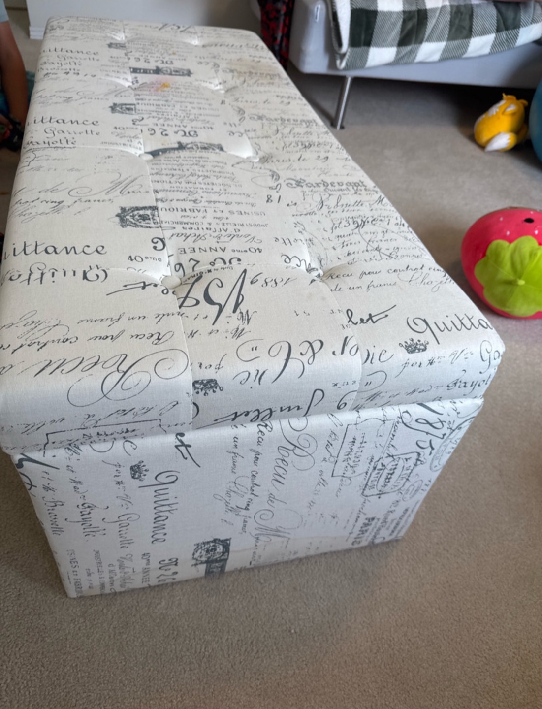 Storage Ottoman Bench with French Script