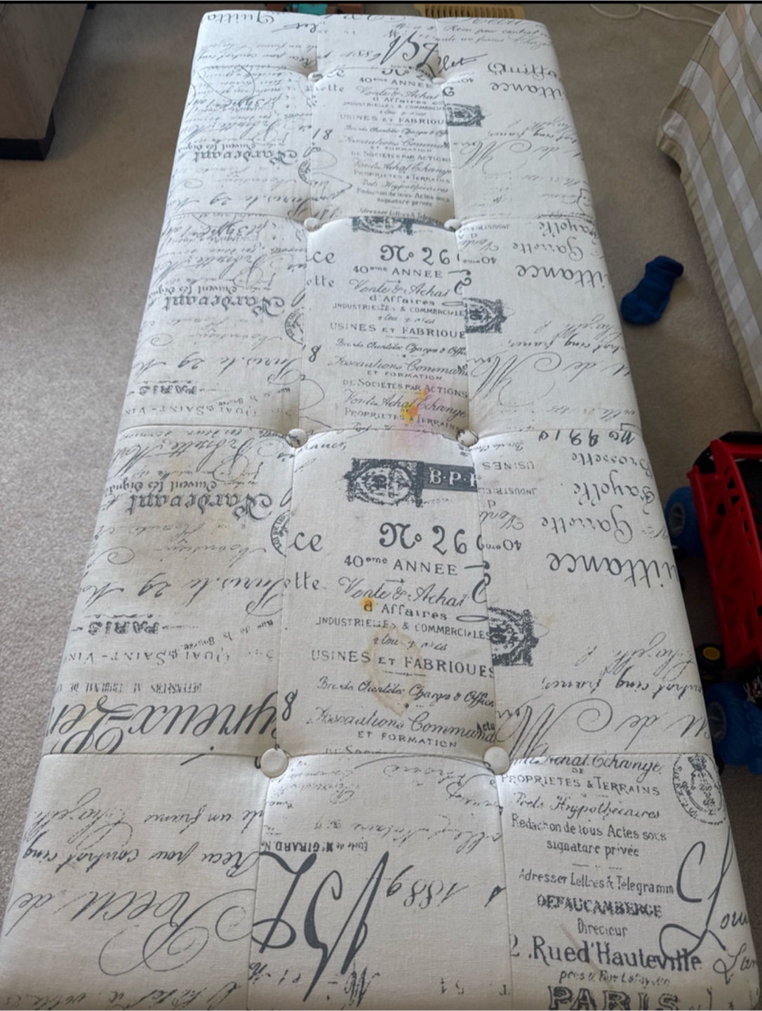 Storage Ottoman Bench with French Script - photo 3