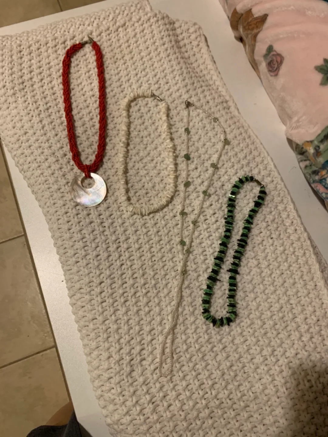 🧡 Assorted Beaded Necklaces - Red, White, Green thumbnail