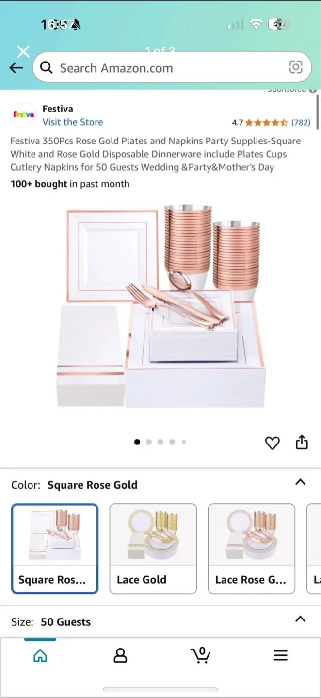 Festiva Rose Gold Party Supplies for 50 Guests thumbnail