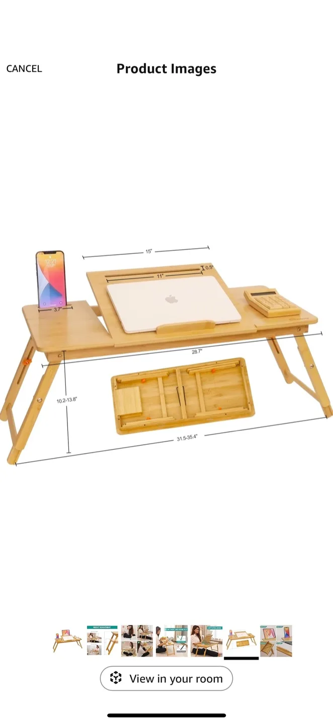 Adjustable Bamboo Laptop Desk thumbnail