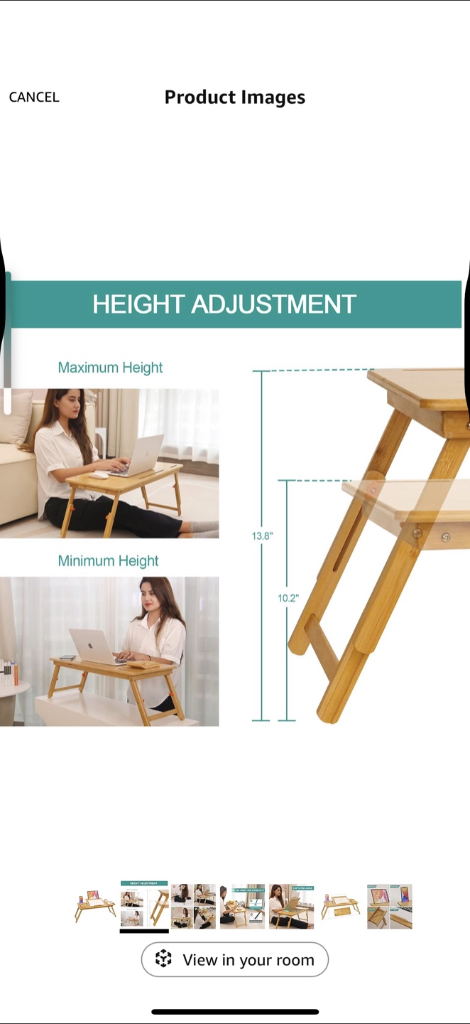 Adjustable Bamboo Laptop Desk - photo 2