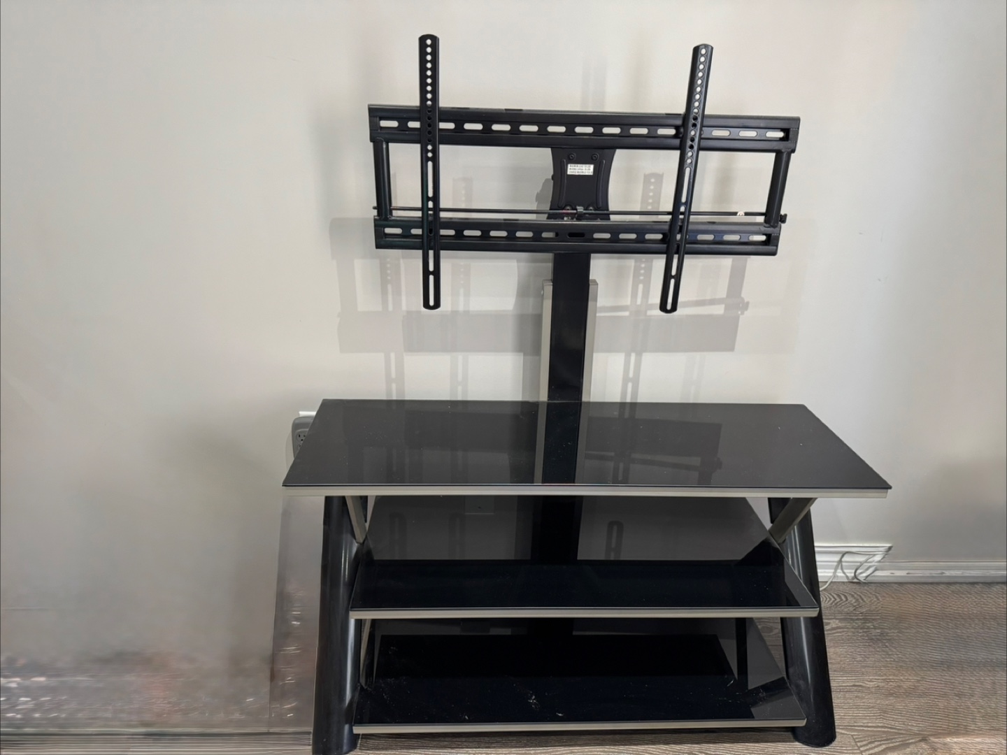 Black Glass TV Stand with Mount