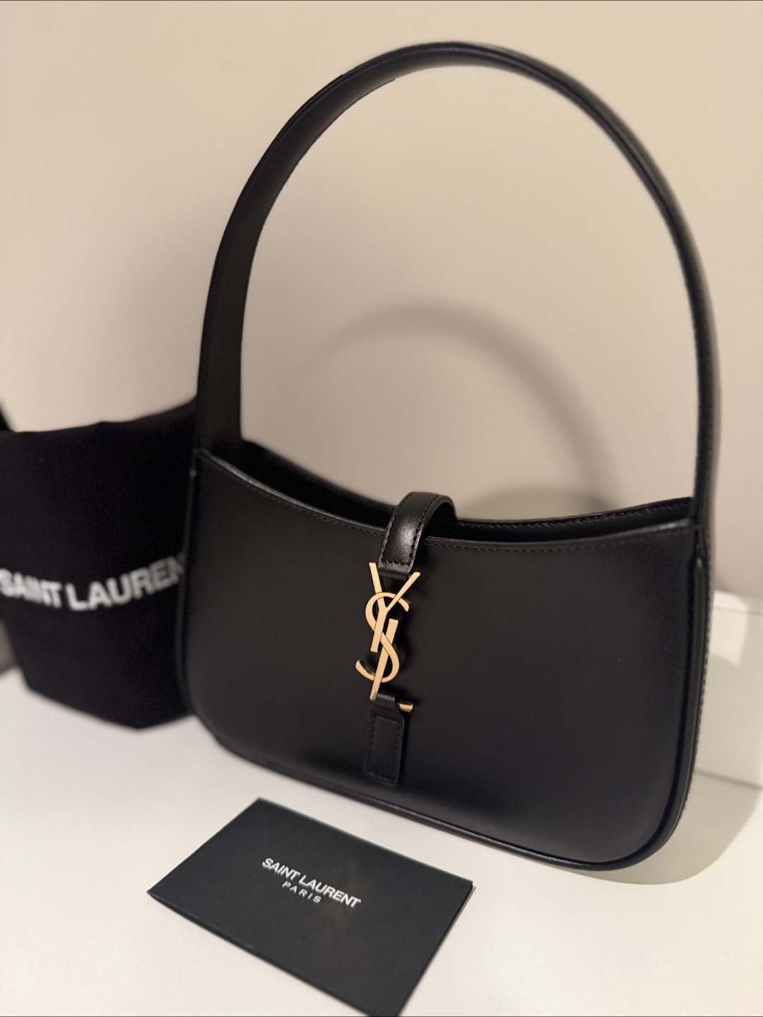 Saint Laurent YSL Black Leather Hobo Bag - photo 3