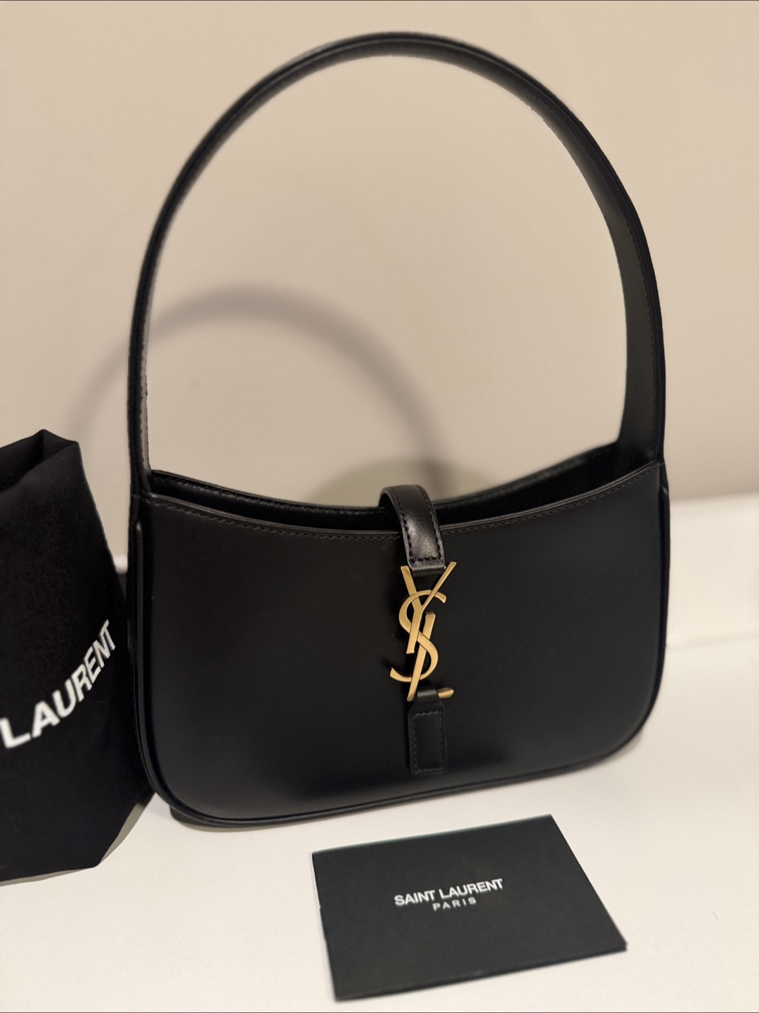Saint Laurent YSL Black Leather Hobo Bag - photo 2