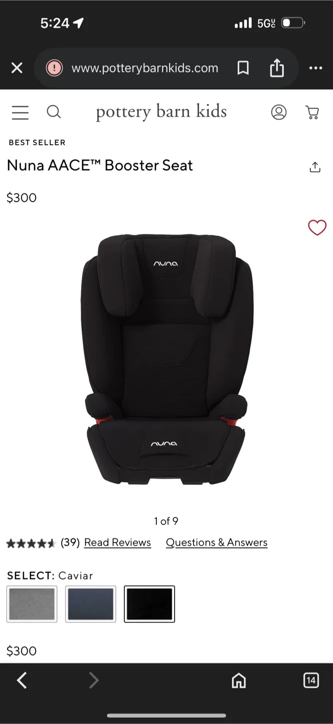 Nuna AACE Booster Seat - Caviar Black thumbnail