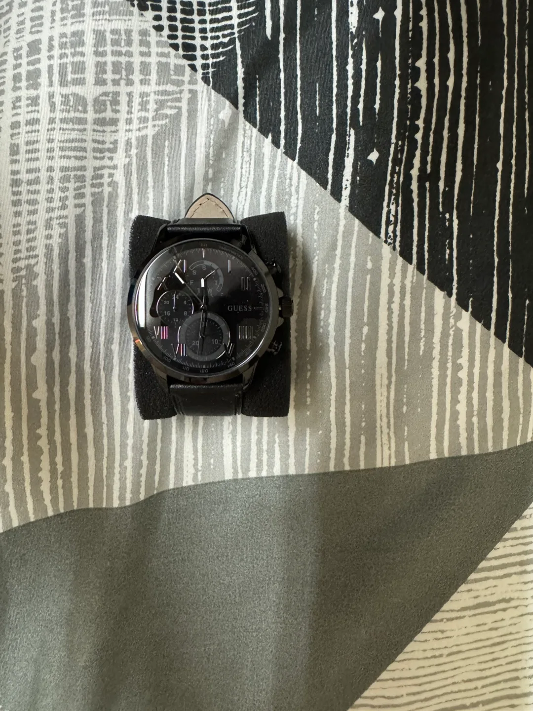 Guess Men's Black Leather Analog Watch thumbnail