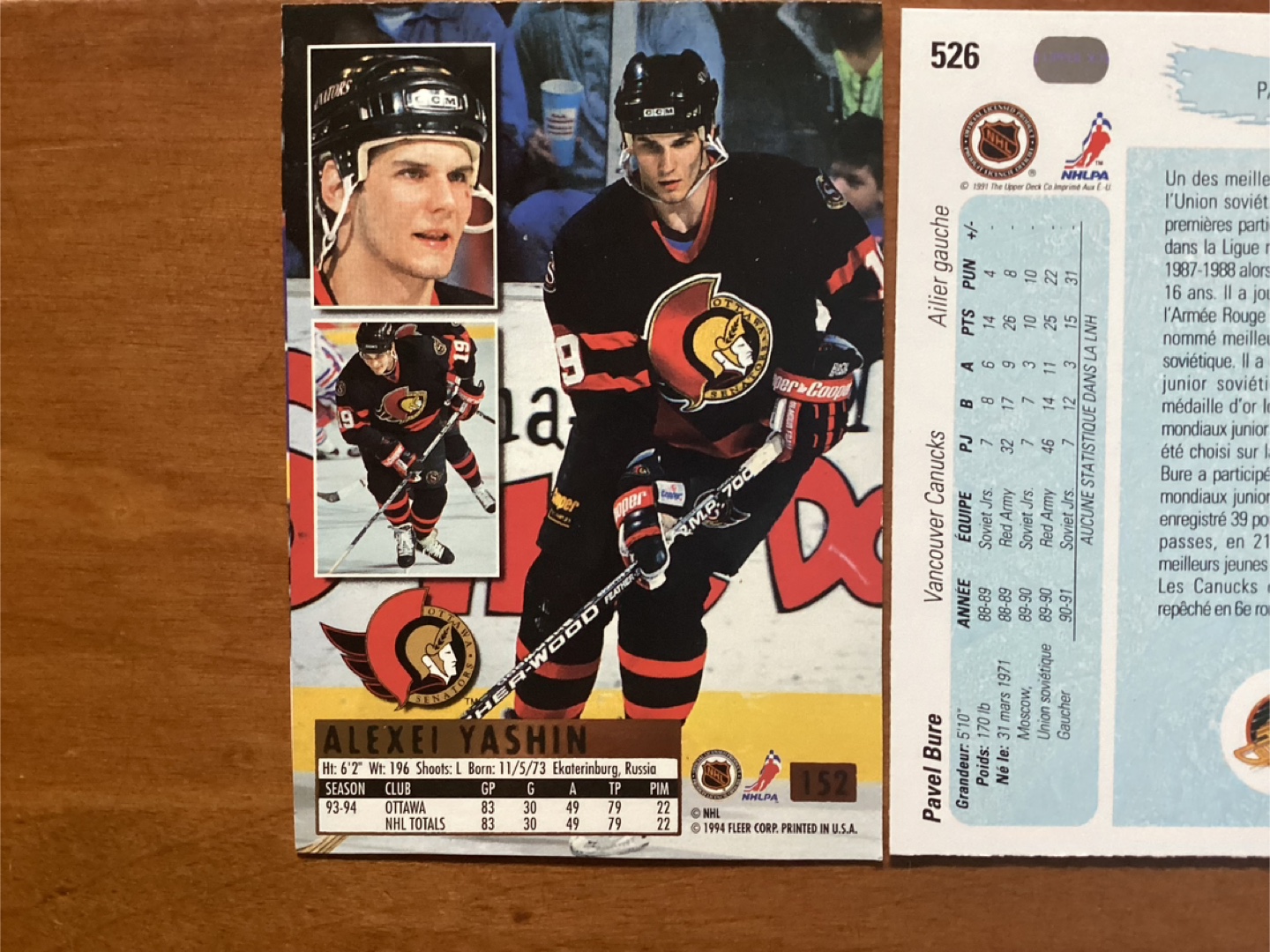 1990-91 PAVEL BURE RC #526 & 1994-95 ALEXEI YASHIN RC #152 - photo 5