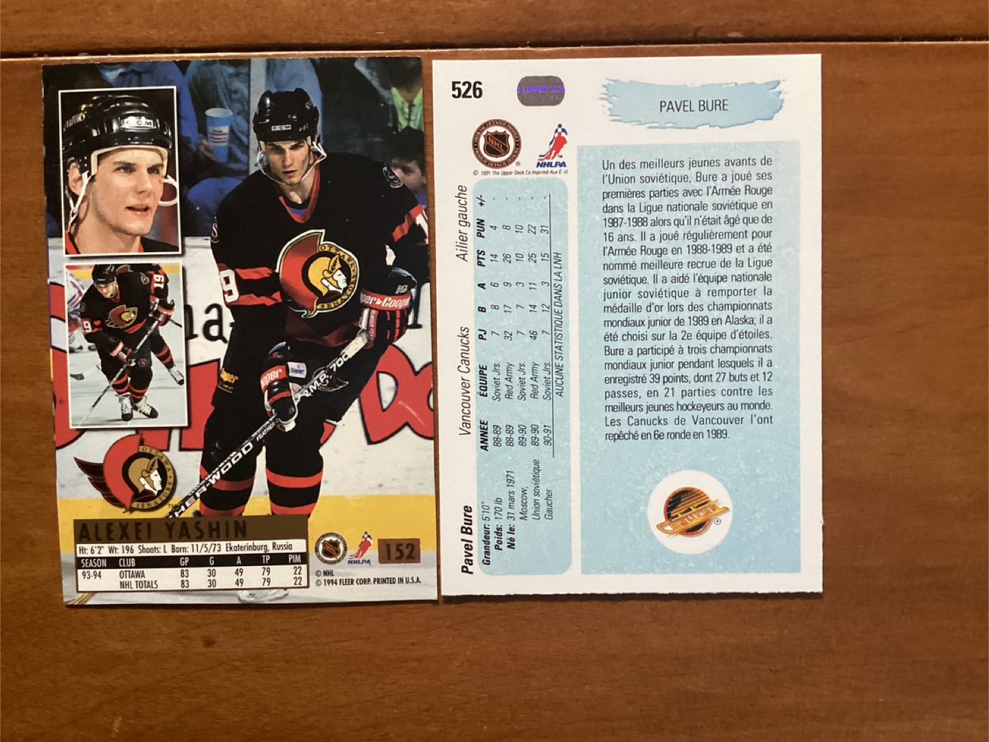 1990-91 PAVEL BURE RC #526 & 1994-95 ALEXEI YASHIN RC #152 - photo 4