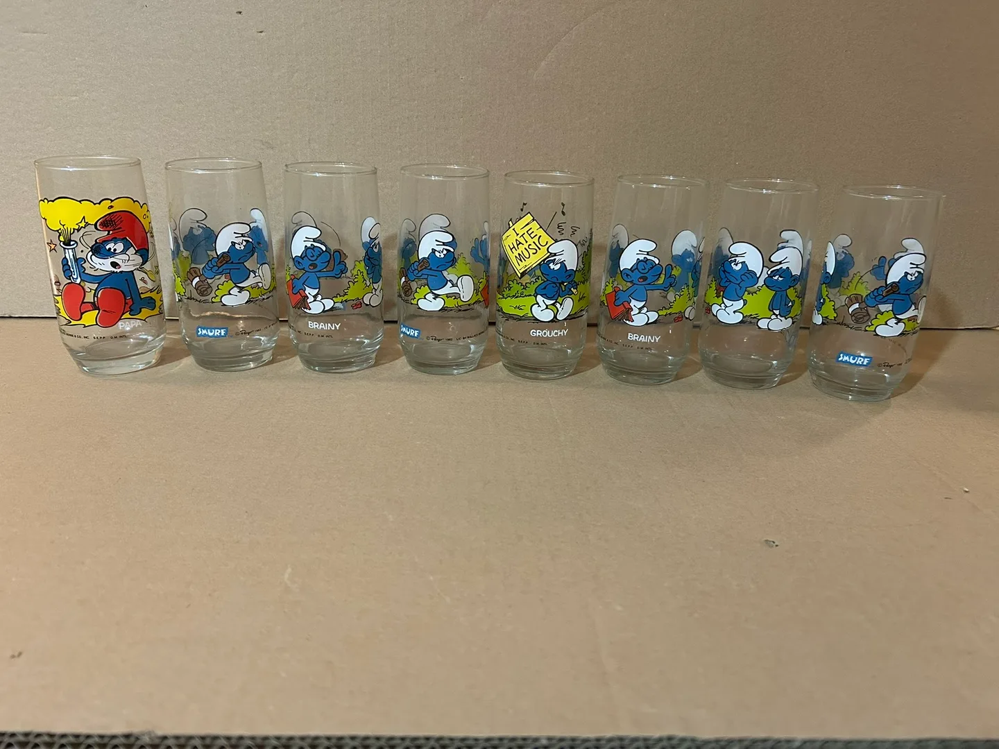 8 Vintage Smurf Glasses - rare and fun thumbnail