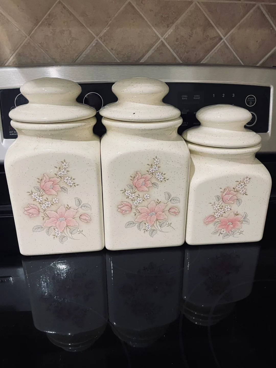 Ceramic Canister Set with Floral Design thumbnail