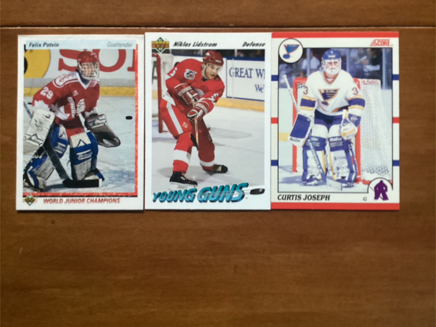 Felix Potvin #458, Niklas Lidstrom #587 & Curtis Joseph #151