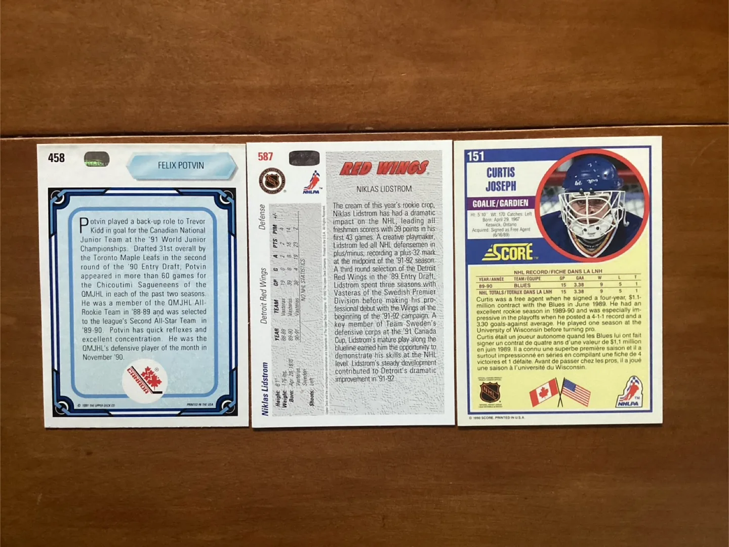 Felix Potvin #458, Niklas Lidstrom #587 & Curtis Joseph #151 image indicator(5)