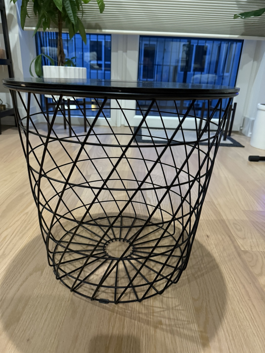 Black Wire Basket Side Table