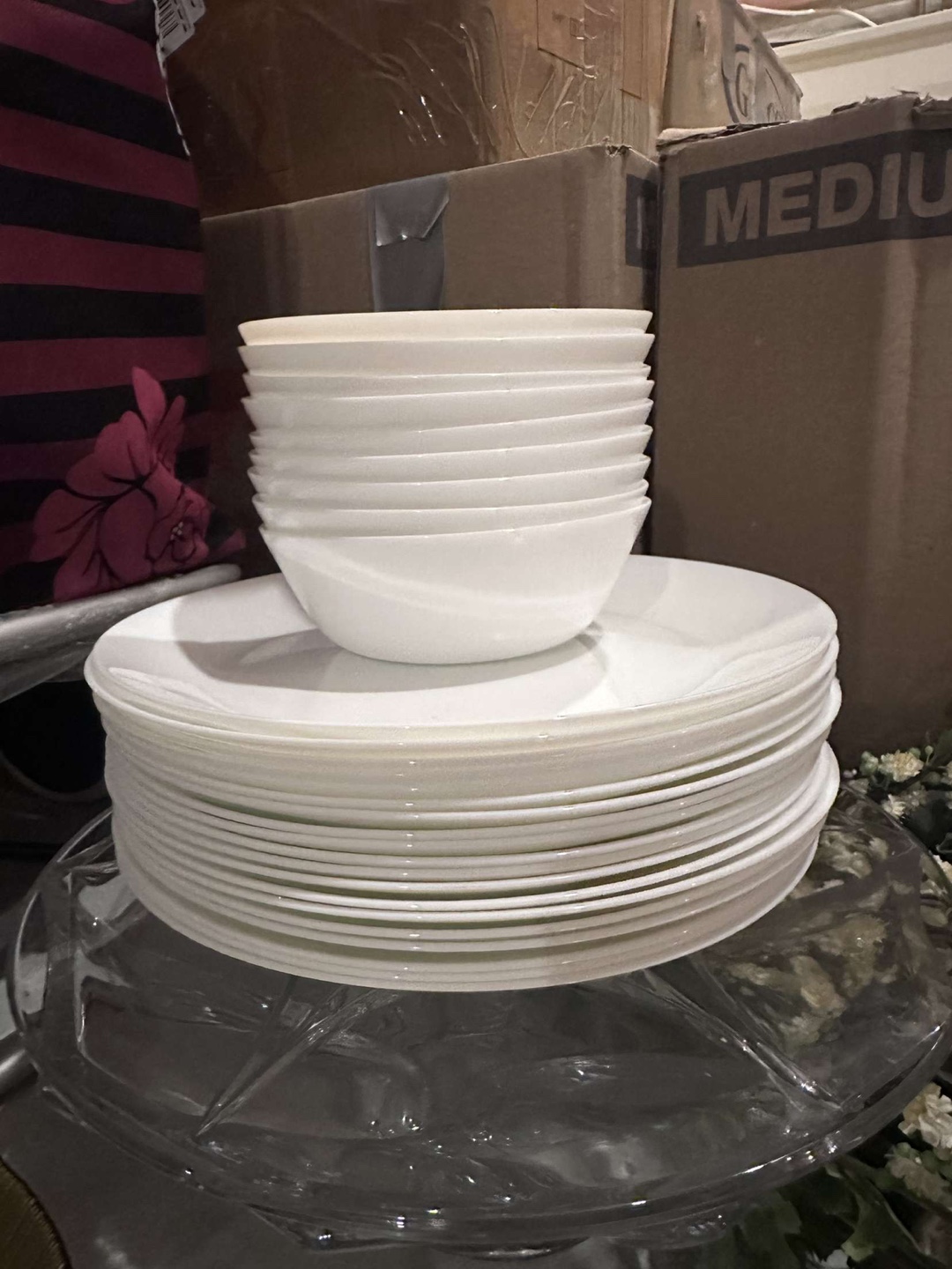 19 White Plates and 9 Bowls Set