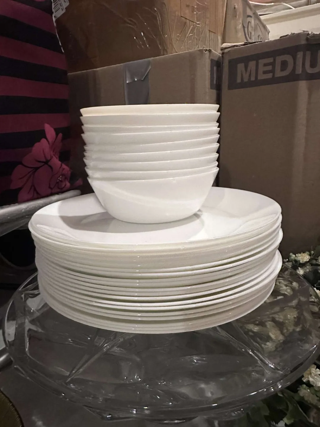 19 White Plates and 9 Bowls Set thumbnail