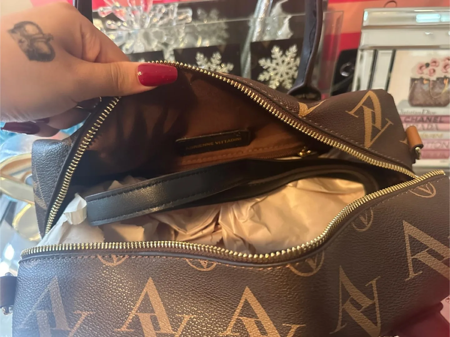 Adrienne Vittadini Handbag Chocolate/Black image indicator(3)