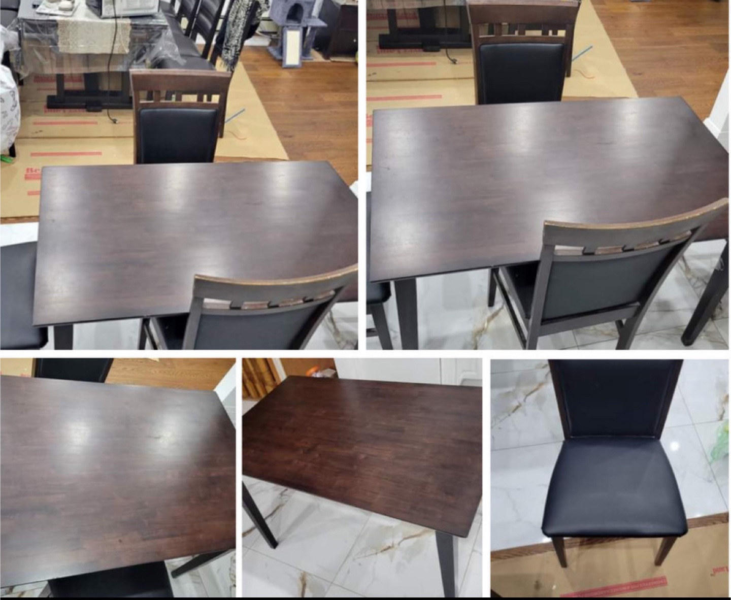 Dining Table with 4 Chairs - Dark Brown