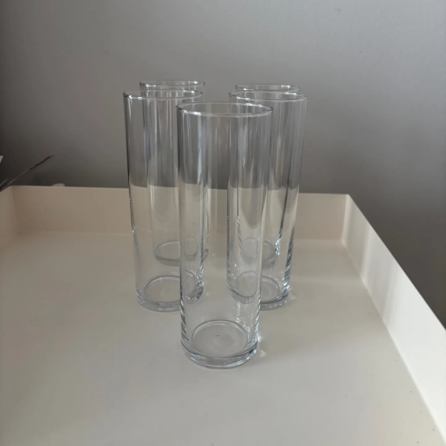 Tall Cylinder drinking glasses or Vases - set of 5 thumbnail