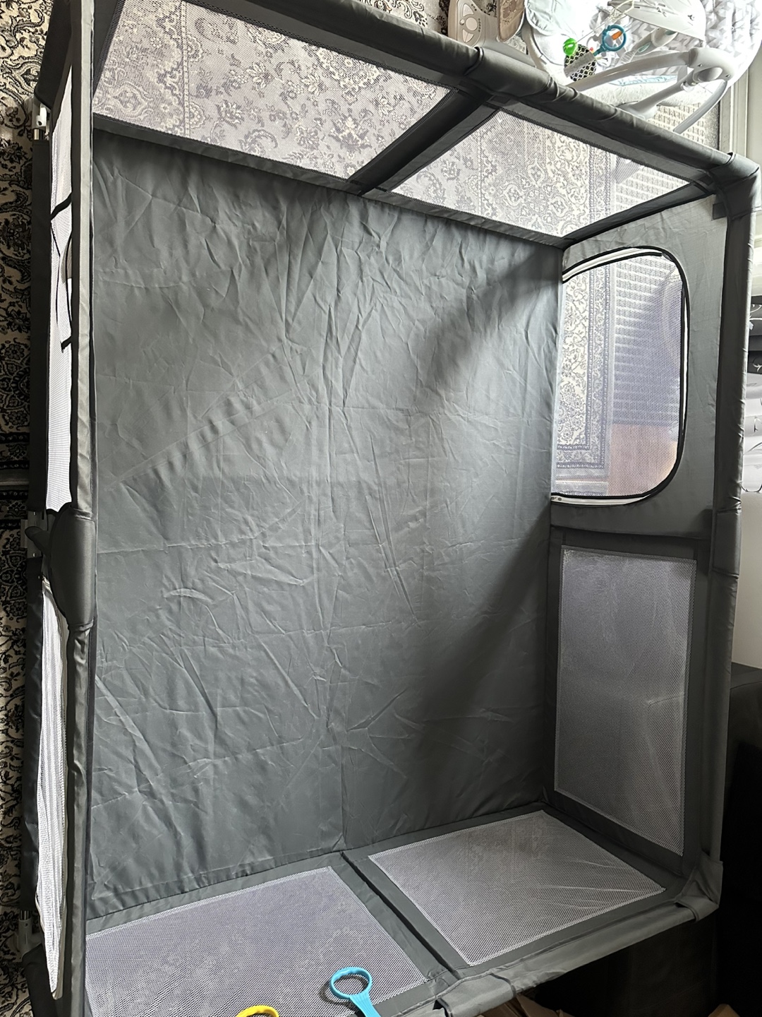 Grey Baby Playpen - Safe & Breathable