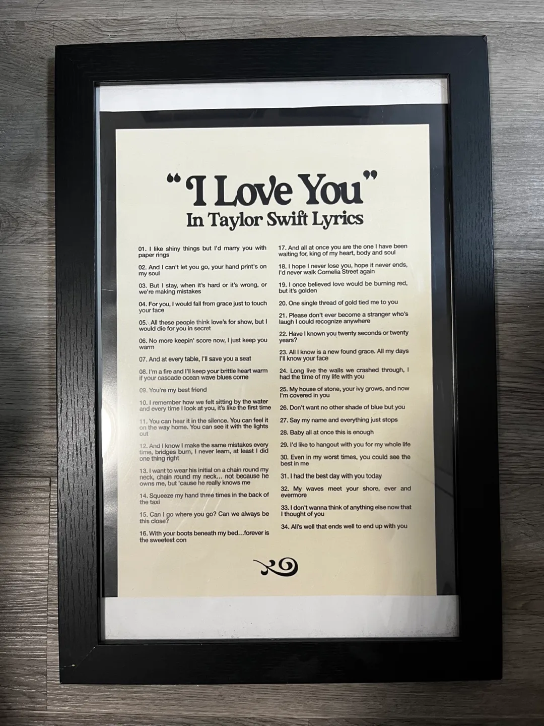 "I Love You" In Taylor Swift Lyrics Framed Print thumbnail