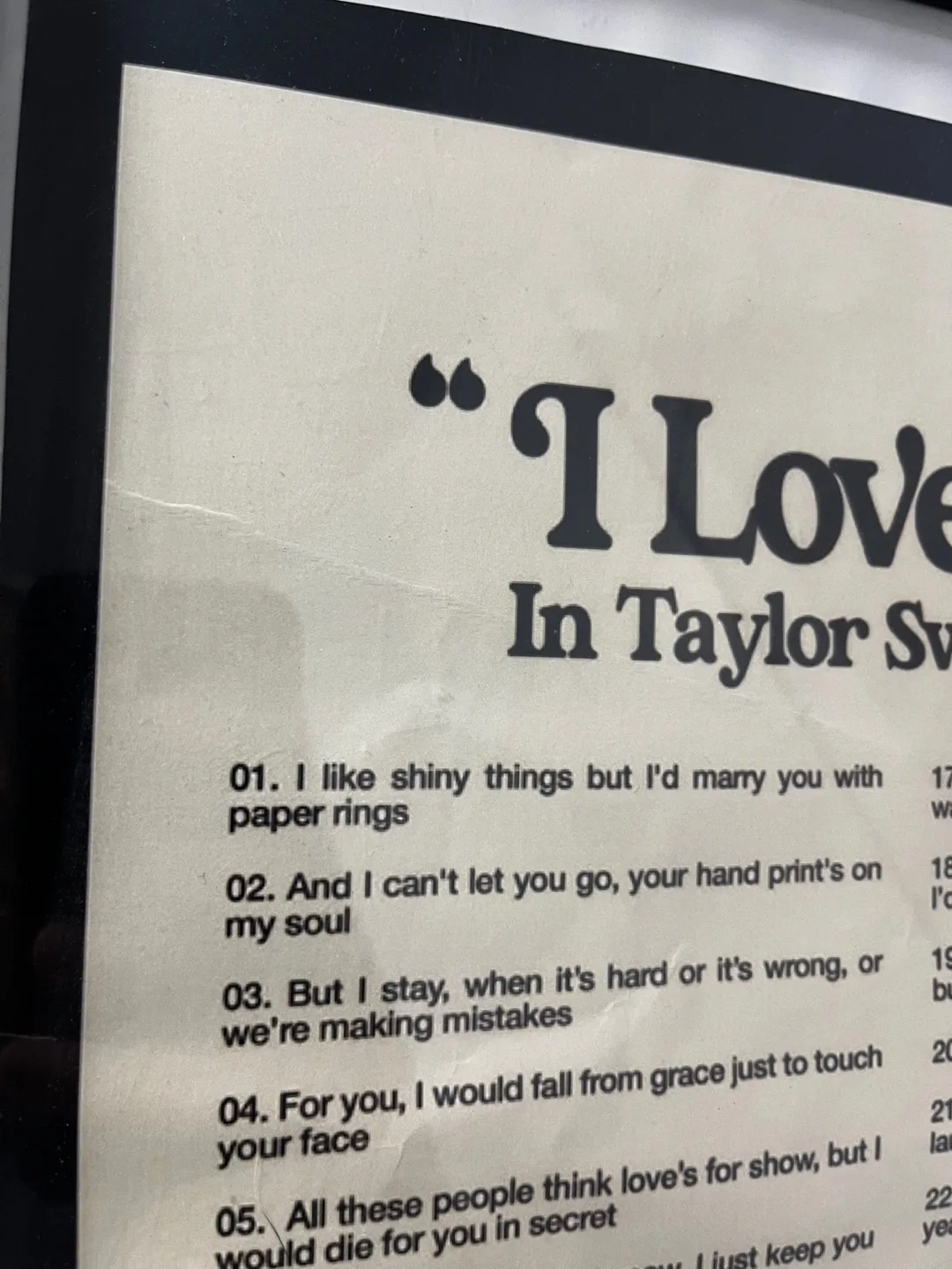 "I Love You" In Taylor Swift Lyrics Framed Print image indicator(2)