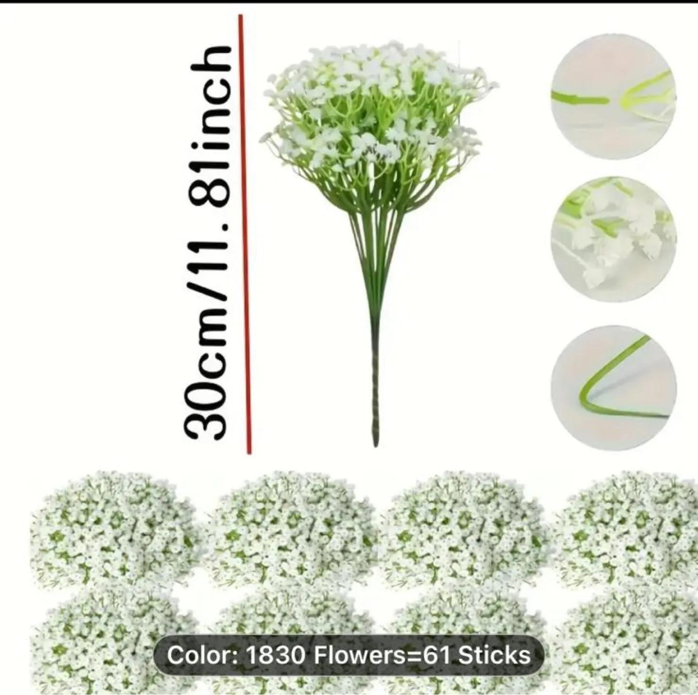Artificial Baby's Breath Flowers, 61 Sticks thumbnail