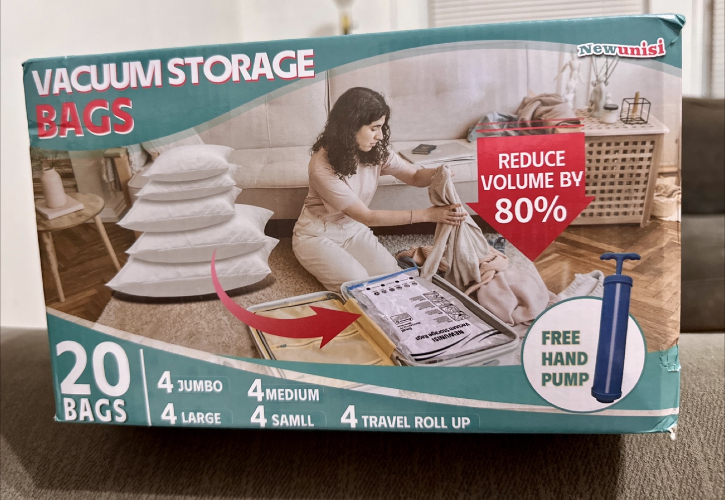 Newunisi Vacuum Storage Bags 20 Pack w/ Hand Pump