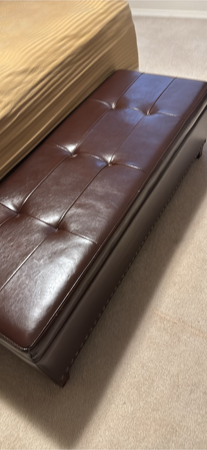 Brown Faux Leather Storage Ottoman Bench