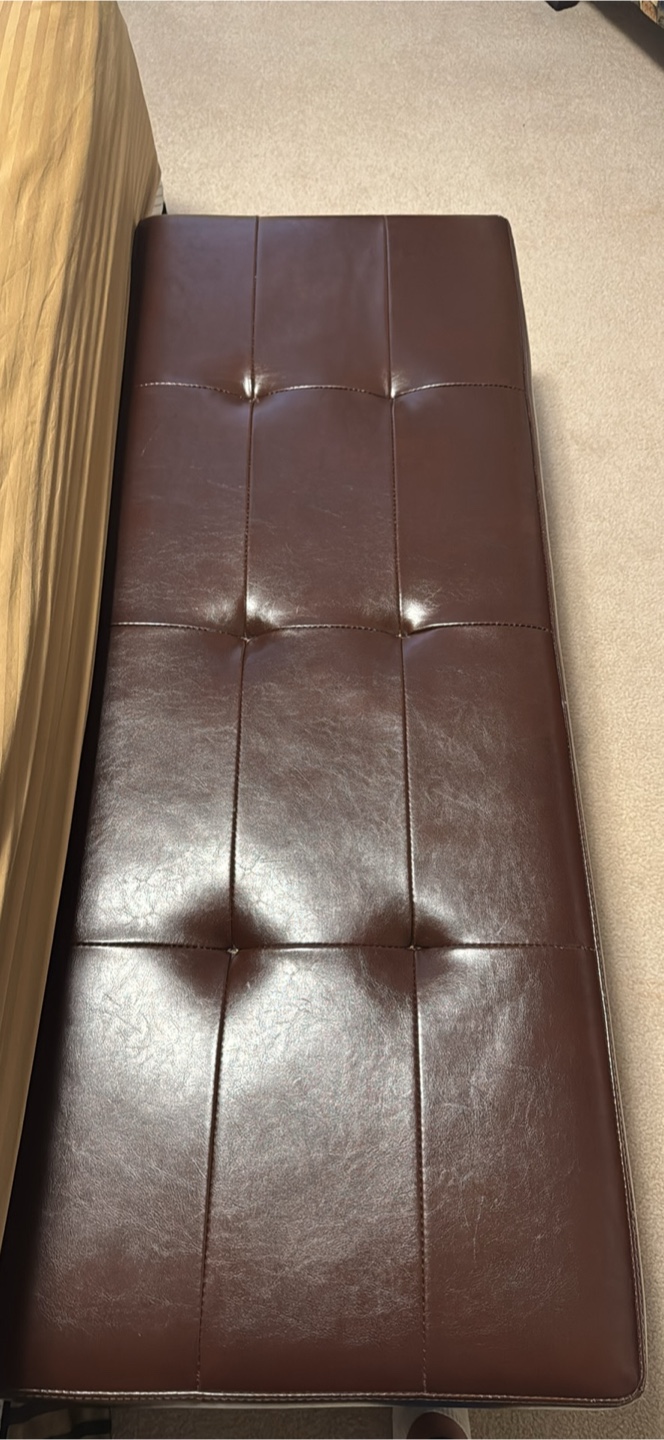 Brown Faux Leather Storage Ottoman Bench - photo 2