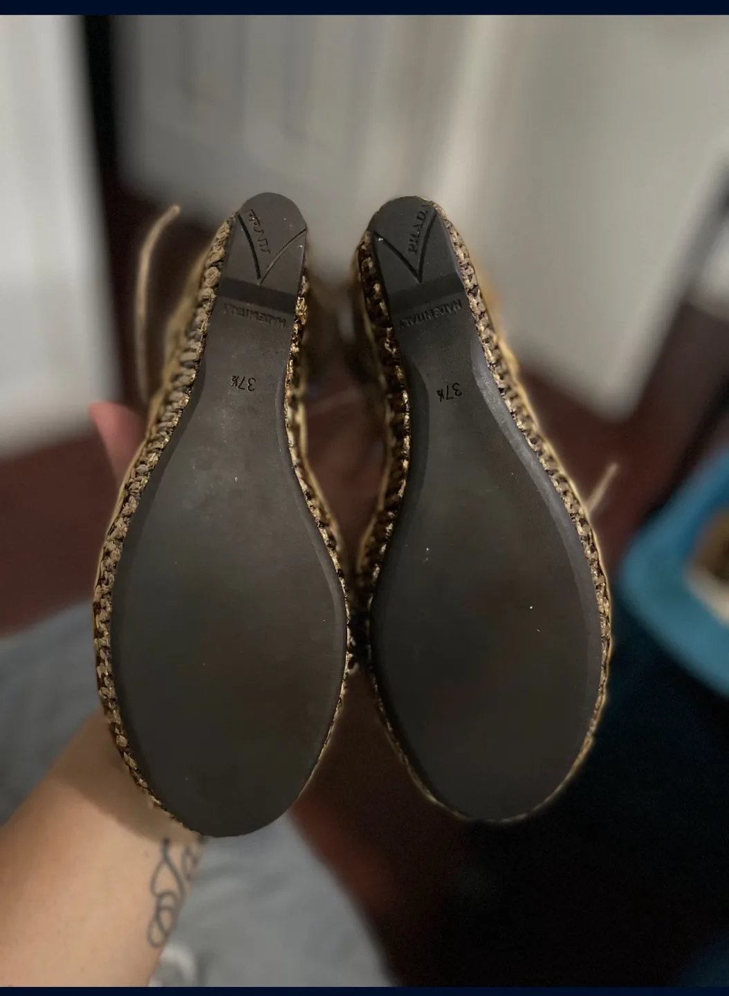 Prada Snakeskin Wedge Sandals, Size 37.5 image indicator(3)