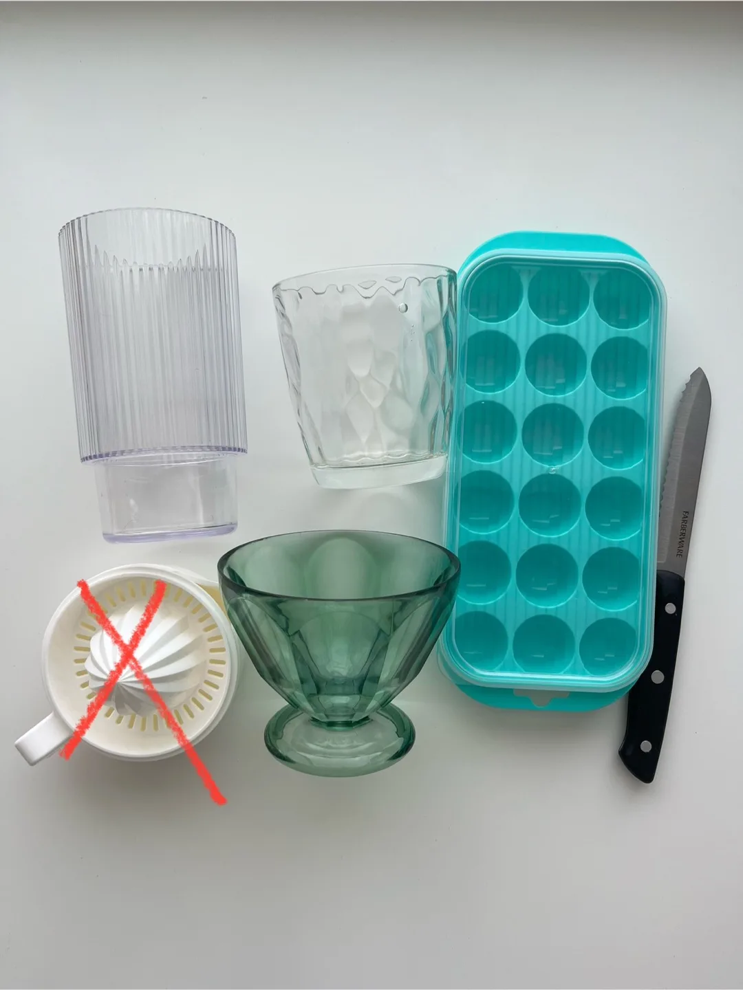 Kitchenware Set for $2: Glasses, Ice Tray, Knife thumbnail