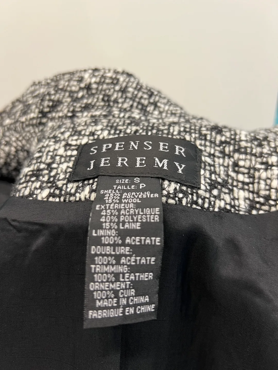 Spenser Jeremy Black & White Blazer - Size S