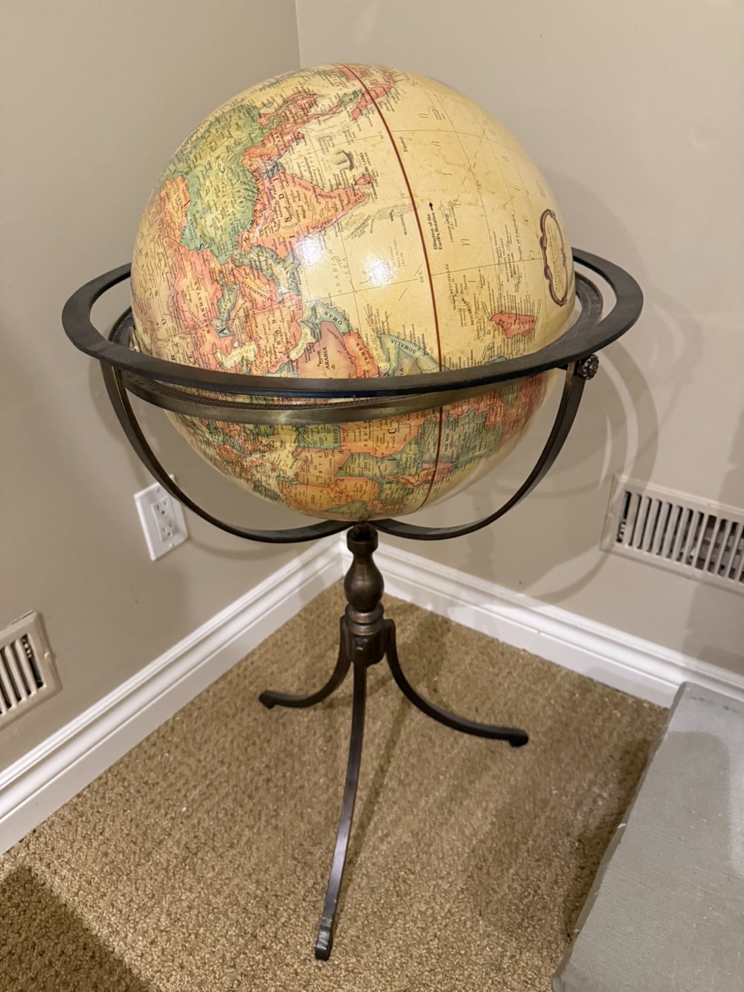 Vintage-Style Decorative Globe on Stand