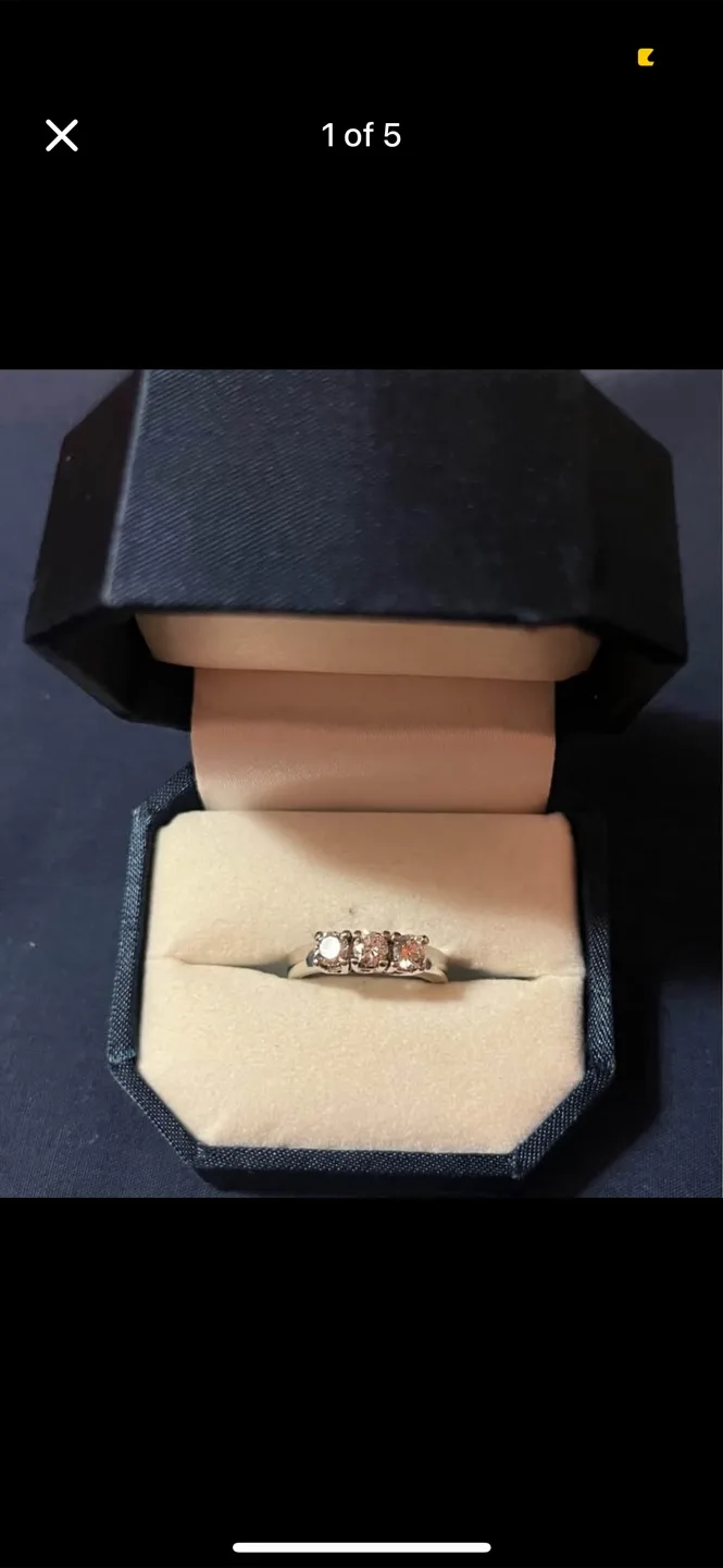14KT White Gold 3 Diamond Ring size 6 thumbnail