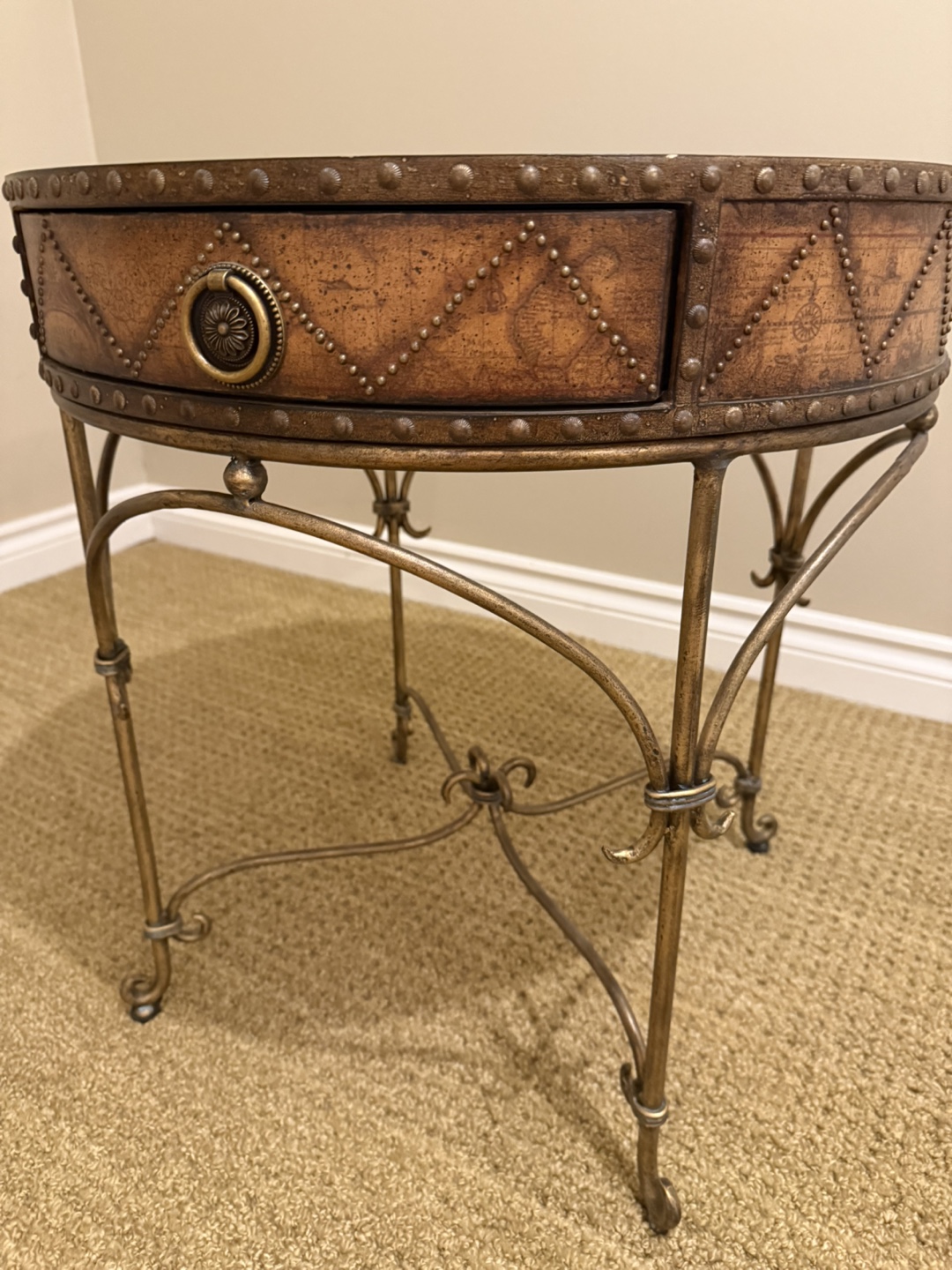 Round Accent Table with Drawer - photo 2