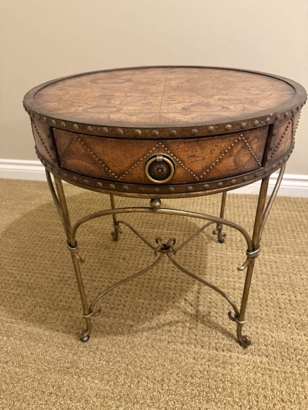Round Accent Table with Drawer