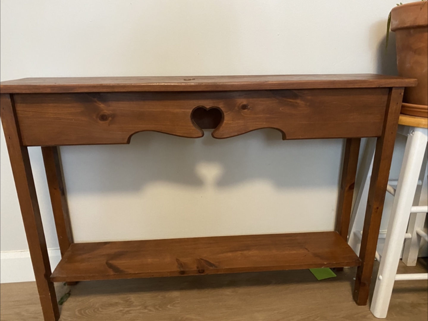 Wood Console Table with Heart Detail