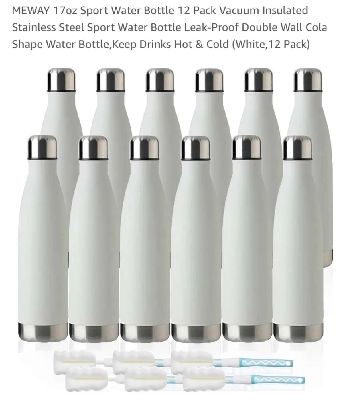 New 17oz Sport Water Bottle 12 Pack Stainless Steel thumbnail