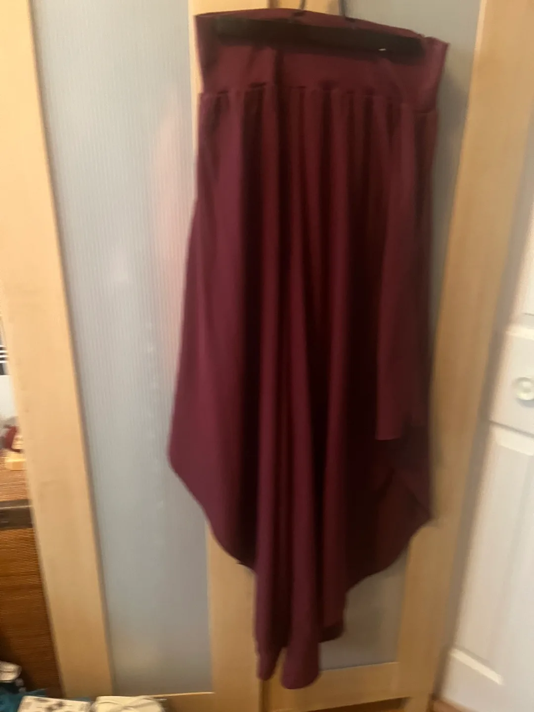 Burgundy Palazzo Pants, side slit detail, Size L thumbnail