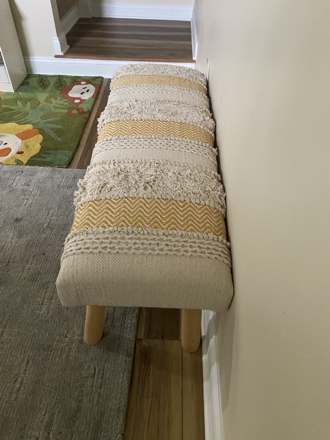 Yellow & White Boho Bench - photo 2